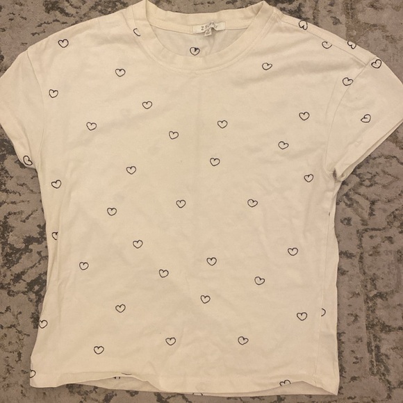 X Supply Cream Embroidered Hearts Crop Tee - Picture 1 of 1